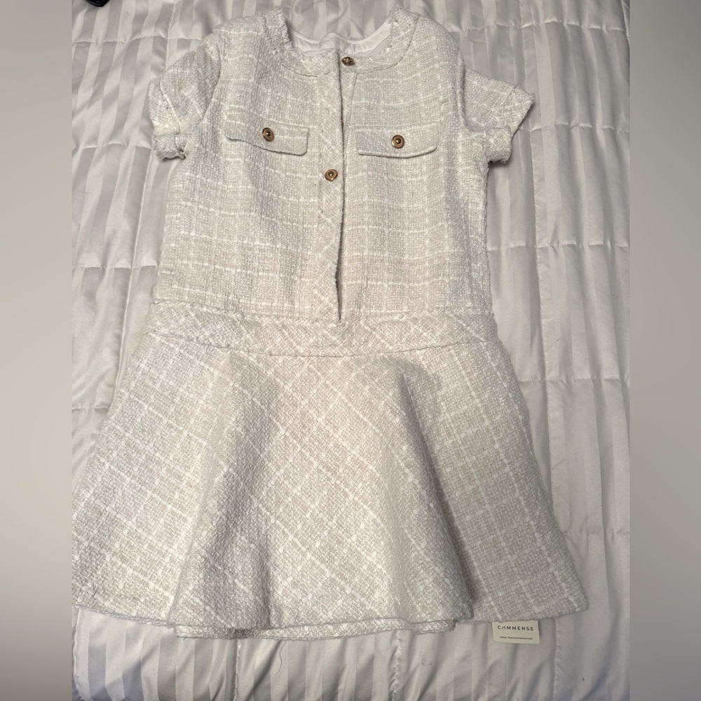 Commense white tweed dress